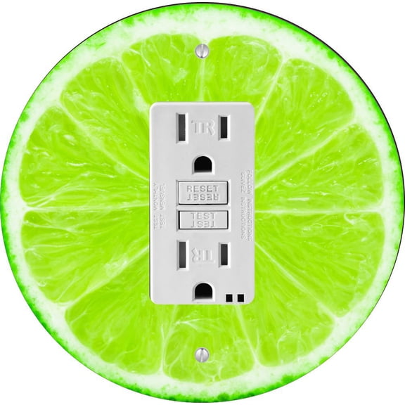 Lime Fruit Slice Design - Round Light Switch Plate Cover - GFI
