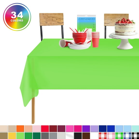 Lime Green 6 Pack Standard Disposable Plastic Party Tablecloth 54 Inch. x 108 Inch. Rectangle Table Cover By Zimpleware