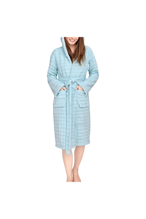 Lime Green Bath Robe for Juniors Winter Fall Fleece Lined Wool Plaid Thermal Thick Hooded Tie Knot Basic Hoodies Outfits Robes Bath Robe Women 2026 Clothing One Size