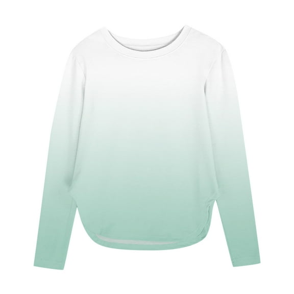 Lime Green Boy Girl Kids Girl Boy Crewneck Spandex Tops Going Out Blouses for Child Long Sleeve Gradient Print Slimming Tunics Slit Fall Summer Shirts 2025 Clothing Country Concert 7 Years