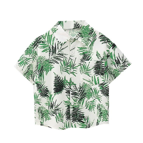 Lime Green Boy Girl Thin Hawaiian Tropical Beach Happy Vacation Gift Brunch Shirts for Children Boy Girl Summer Fall Short Sleeve Turtleneck Print Tops Blouses Shirts Child 2025 5 Years