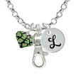 thumbnail image 1 of Lime Green Cheetah Print Heart - L - Initial Badge Clip Necklace, 1 of 1