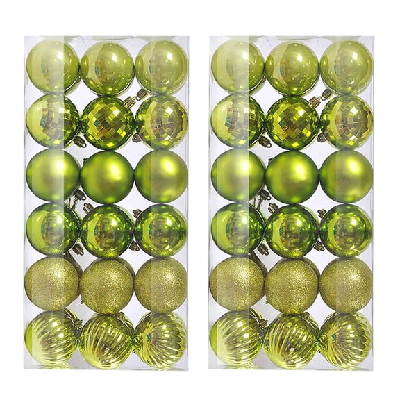 Lime Green Christmas Ornaments - 72 Count Pre-Strung Plastic Balls Shatterproof Christmas Ornaments - 1.57 Inch Christmas Tree Ornaments Hanging Ball Decorations For Xmas Tree, Holiday, Wedding, Par