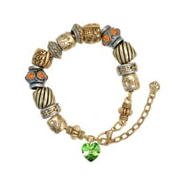 Lime Green Crystal Heart Two Tone Christian Bead Bracelet