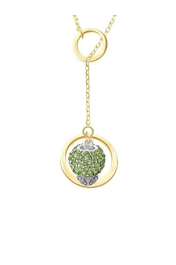 Lime Green Crystal Sparkle Spinner Gold Tone Double Karma Lariat Necklace