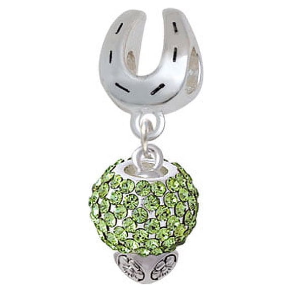 Lime Green Crystal Sparkle Spinner - Horseshoe Charm Bead