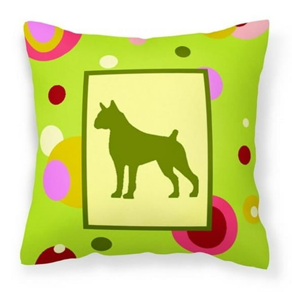 Lime Green Dots Boxer Fabric Decorative Pillow - 14 x 3 x 14 in.