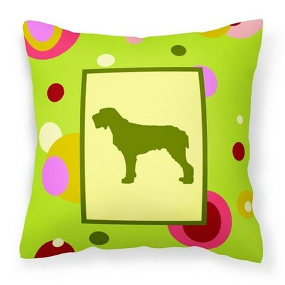 Lime Green Dots Italiano Spinone Fabric Decorative Pillow