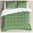 thumbnail image 1 of Lime Green Duvet Cover Set Queen Size, Arabesque Oriental Moroccan Mandala Middle Eastern Boho Retro Pattern, Decorative 3 Piece Bedding Set with 2 Pillow Shams, Fern Green White, by Ambesonne, 1 of 3