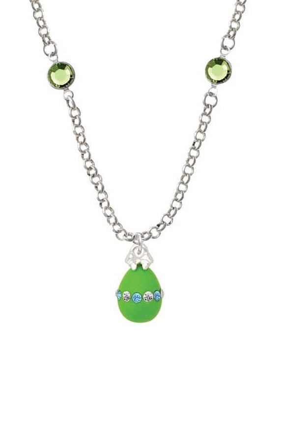 Lime Green Easter Egg with Color Crystal Band Lime Crystal Fiona Necklace