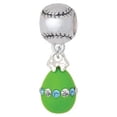 thumbnail image 1 of Lime Green Easter Egg with Color Crystal Band - Softball Charm Bead, 1 of 1