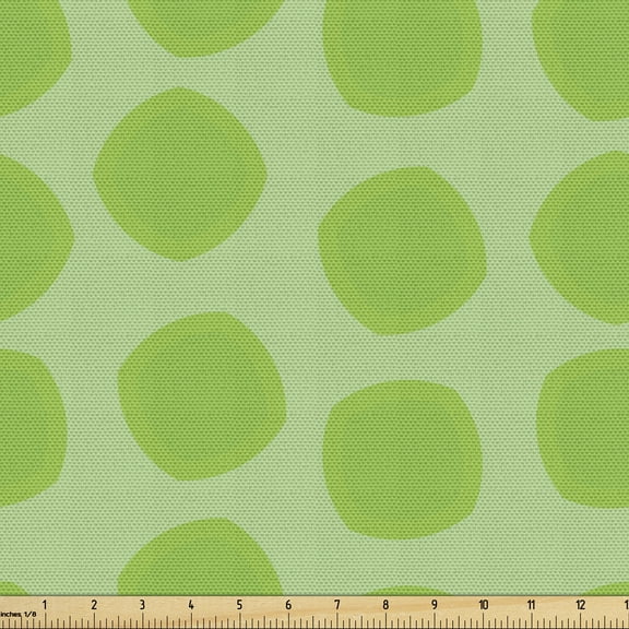 Ambesonne Lime Green Fabric by the Yard Upholstery, Simple Geometrical, 10 Yards, Almond Green