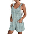 thumbnail image 1 of Lime Green Faux Linen Jumpsuits Shortalls for Women Fall Summer Flower Graphic Loose Fit Casual Thin Straight Leg Overalls Shortalls Shorts Rompers Women 2025 S, 1 of 5