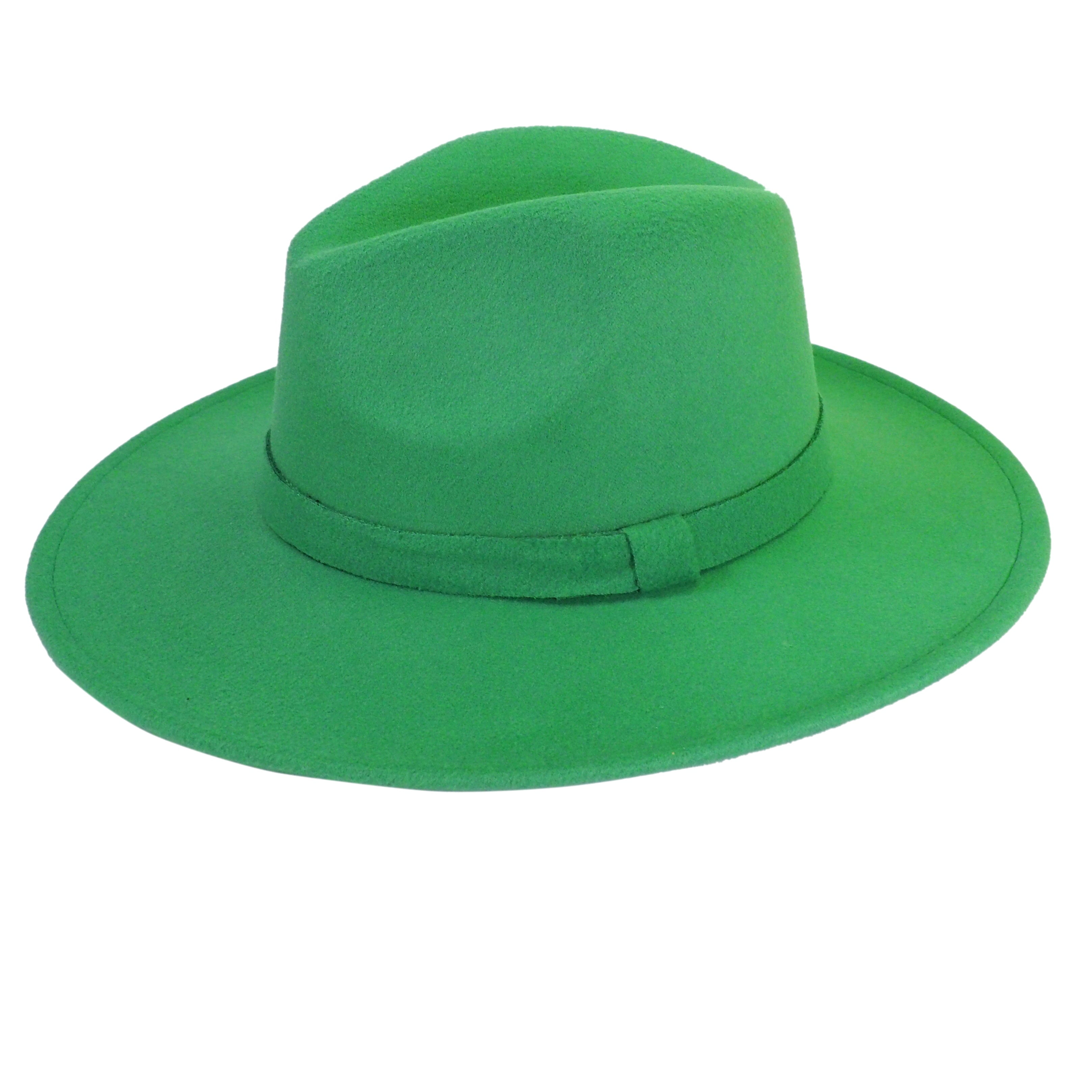 Lime Green Fedora Panama Upturn Wide Brim Cotton Blend Felt  display picture 3