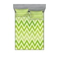 thumbnail image 1 of Lime Green Fitted Sheet & Pillow Sham Set, Chevron Traditional Zig Zag Pattern with Symmetric Lines Tribal Modern Pattern, Decorative Printed 6 Piece Bedding Decor Set, King, Pale Green, by Ambesonne, 1 of 3