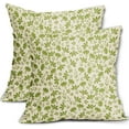 thumbnail image 1 of Lime Green Floral Pillow Covers 16x16 Set of 2 Vintage Rustic Old Style Cute Small Flower Green Cream Print Decorative Outdoor Pillowcases Farmhouse Throw Cushion Case Decor for Couch Sofa Bed, 1 of 6