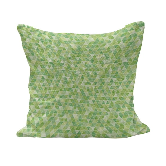 Lime Green Fluffy Throw Pillow Cushion Cover, Triangles Geometry Modern Digital Pyramids Soft Graphic, Decorative Square Accent Pillow Case, 20" x 20", Pale and Fern Green, by Ambesonne