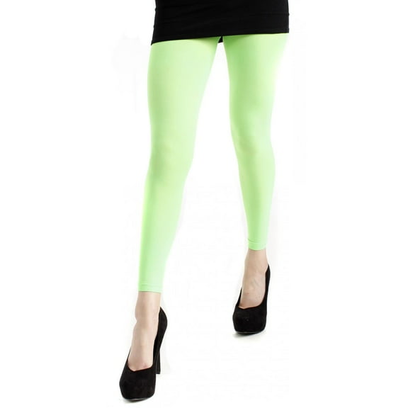 Lime Green Footless Tights Opaque 40 Deniers for Women