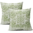 thumbnail image 1 of Lime Green Gray Ethnic Boho Throw Pillow Covers 16X16 Inch Set of 2 Bohemian Carpet Pattern Vintage Pillow Cases Grey Floral Pillow Cover Farmhouse Home Decor for Sofa Couch Porch Outdoor, 1 of 5