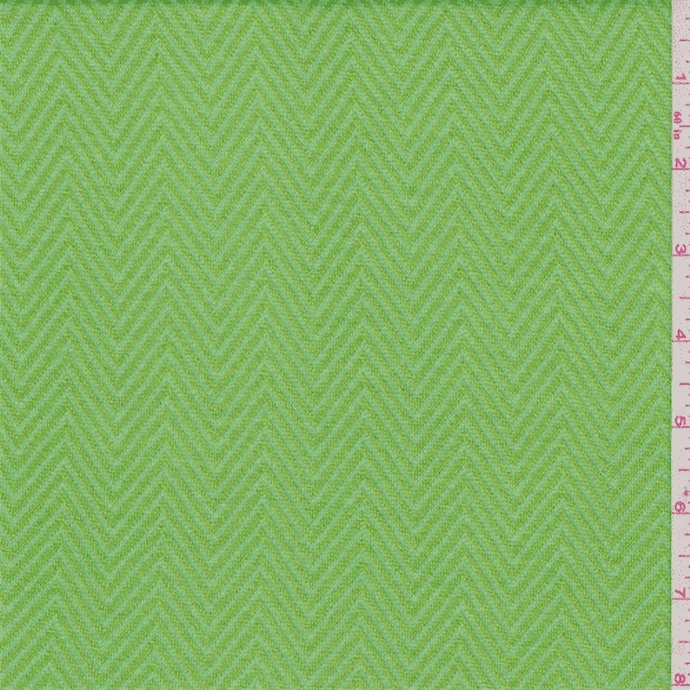 Lime Green Herringbone Knit, Fabric By the Yard