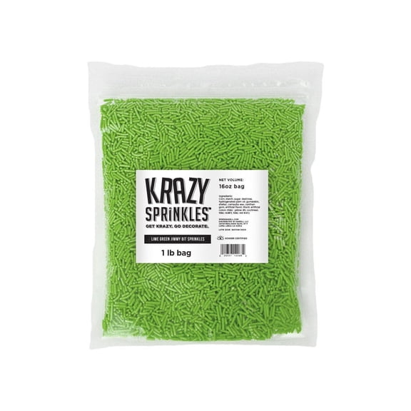 Krazy Sprinkles - Edible Lime Green Jimmies - Classic Ice Cream Topping, 1lb Bag