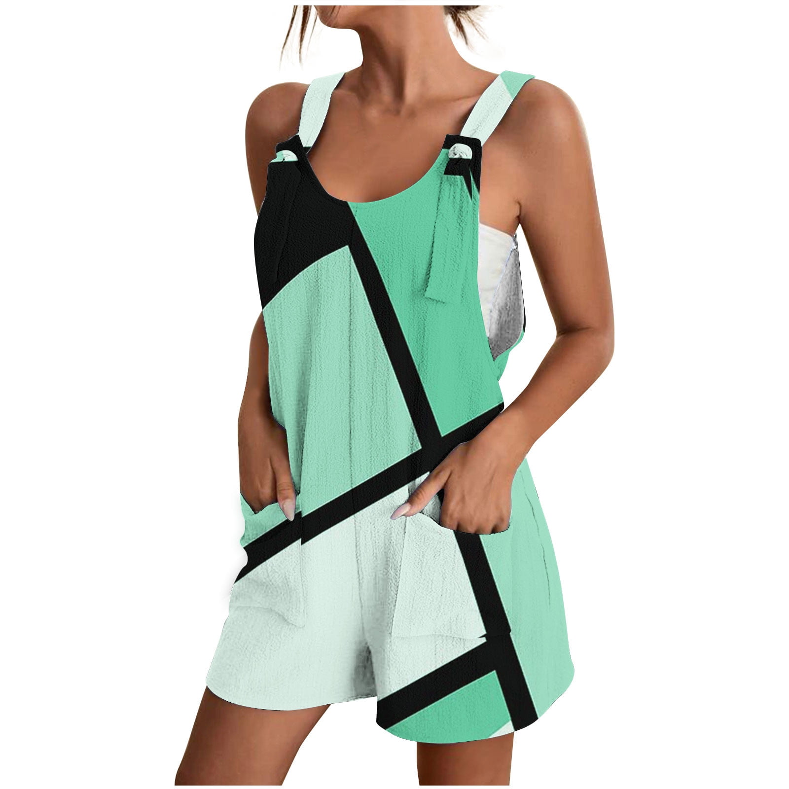 Defal Women's Summer Sleeveless Tank Top - Floral Print Color Block Striped Tunic Blouse
