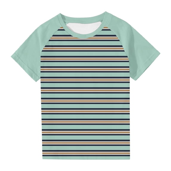 Lime Green Kids Girl Boy Casual Tops Short Sleeve Blouse for Child Crewneck Spandex Graphic Thin Kawaii Striped Fall Summer Shirts 2026 Clothing Country Concert Y2K 7 Years