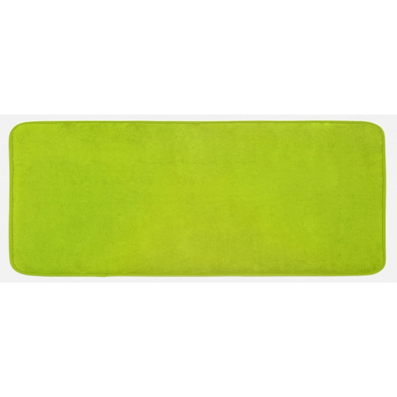 Lime Green Kitchen Mat, Empty Backdrop Blurry Off Focus Pastel Toned Shade Color Spring Theme Abstract, Plush Decorative Kitchen Mat with Non Slip Backing, 47" X 19", Apple Green, by Ambesonne