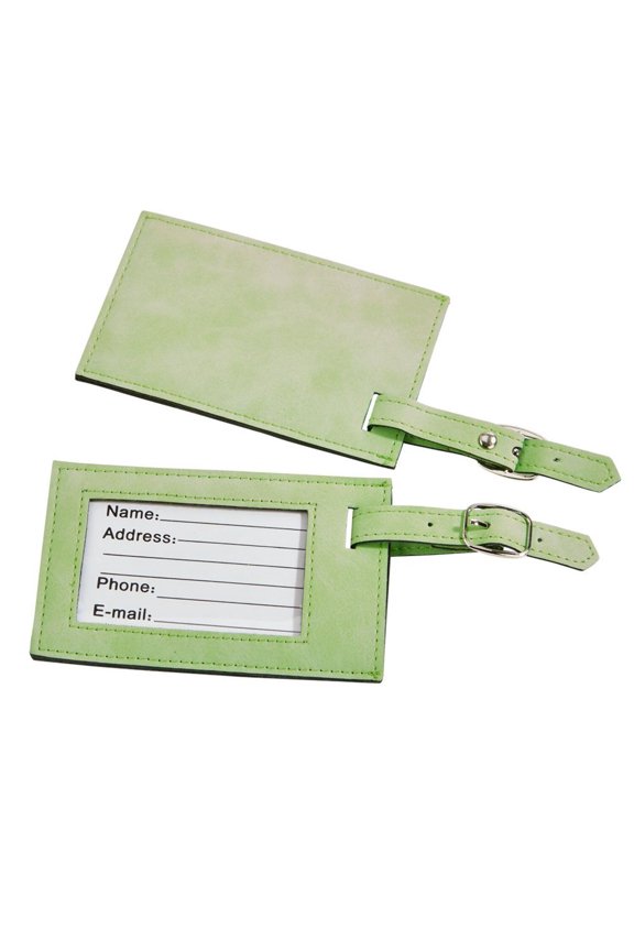 Lime Green Leatherette Luggage Tag
