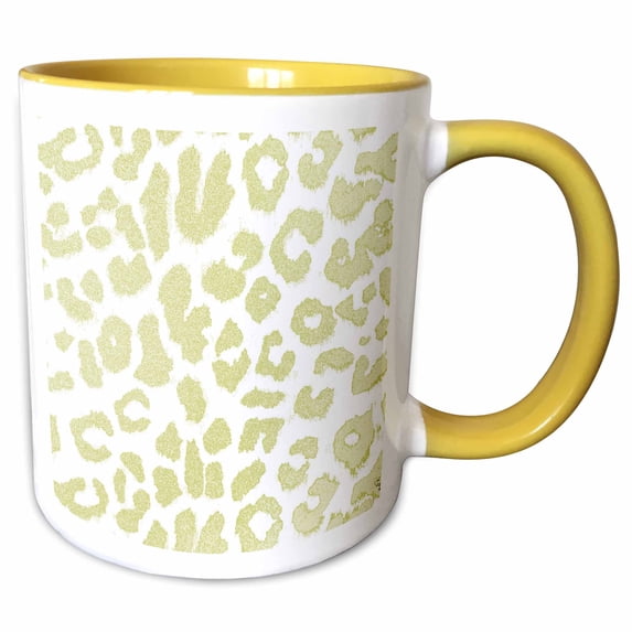 3drose, Lime Green Leopard Print Animal Prints Fashion, 15oz Two-tone Yellow Mug