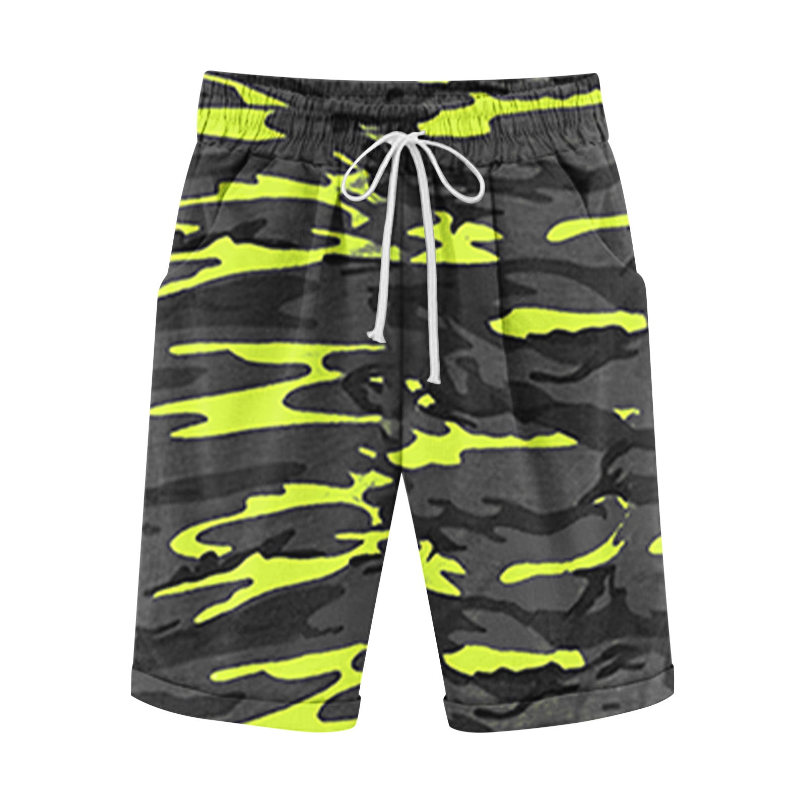 Men's Board Shorts - Camo Leaves - Cypress Green