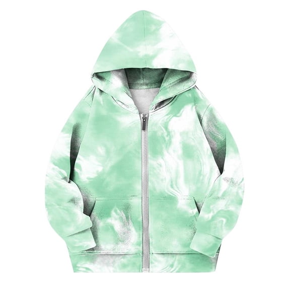 Lime Green Outfits for Children Boy Girl Long Sleeve Fleece Lined Wool Casual Thin Cute Tie Dye Warm Thick Fuzzy Hooded Jackets Hood Outfits Sweatshirt Child 2026 7 Years