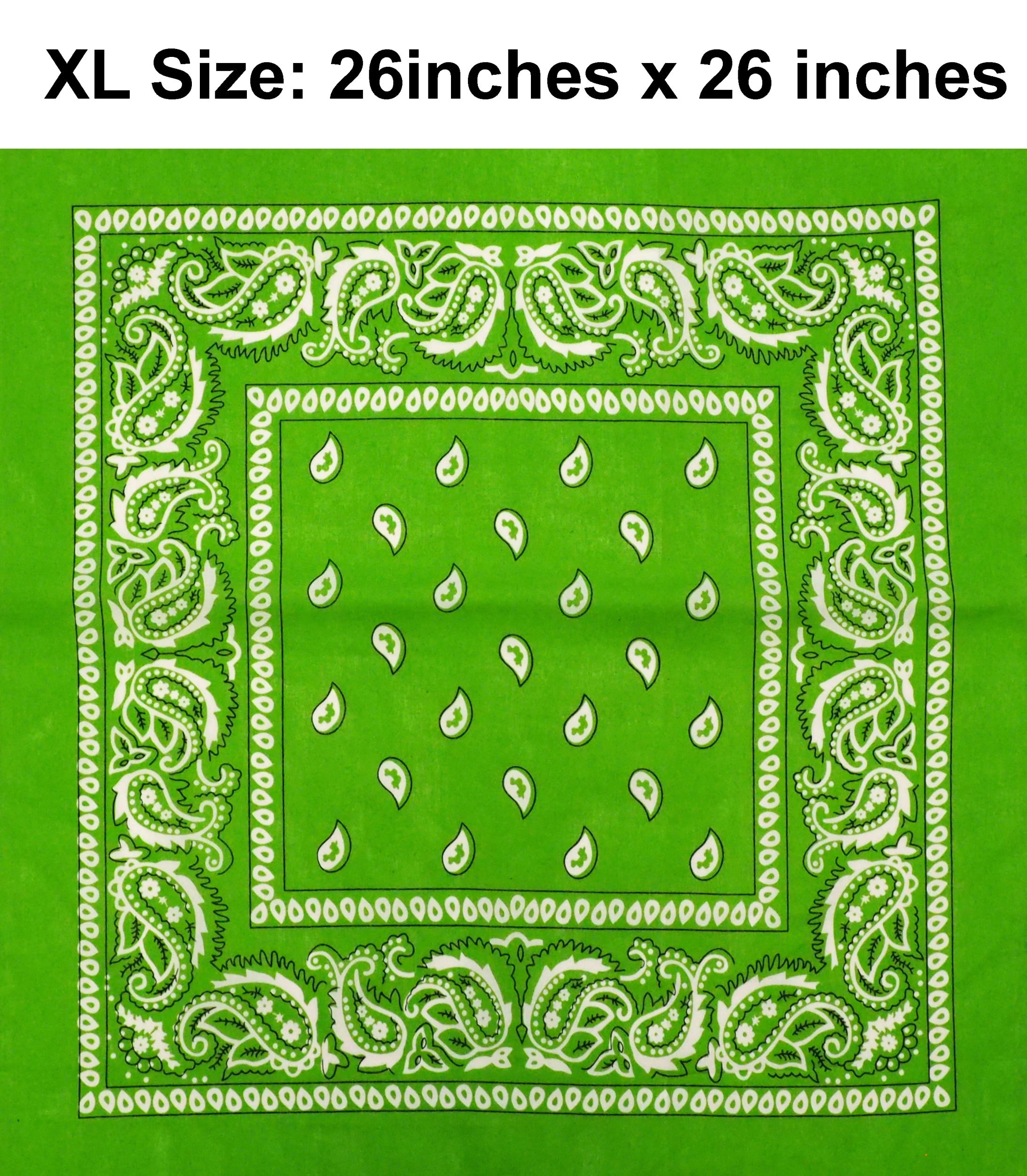 Lime Green Paisley Design XL 26 X 26 Cotton Scarf Bandana - Walmart.com