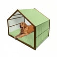 thumbnail image 1 of Lime Green Pet House, Triangles Geometry Modern Digital Pyramids Soft Graphic, Outdoor & Indoor Portable Dog Kennel with Pillow and Cover, 5 Sizes, Pale and Fern Green, by Ambesonne, 1 of 4