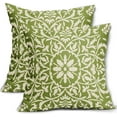 thumbnail image 1 of Lime Green Pillow Covers 20x20 Set of 2 Green Cream Bohemian Ethnic Carpet Boho Style Vintage Flower Print Decorative Throw Pillows Outdoor Square Cushion Cases Farmhouse Decor for Home Sofa Bed, 1 of 6