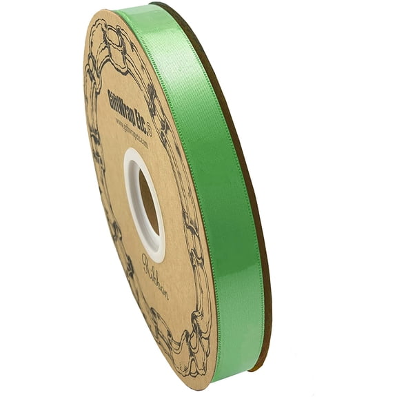 Lime Green Satin Fabric Ribbon - 5/8" x 100 Yards, Christmas, Wreath, St. Patrick's Day, Easter, Spring, Summer