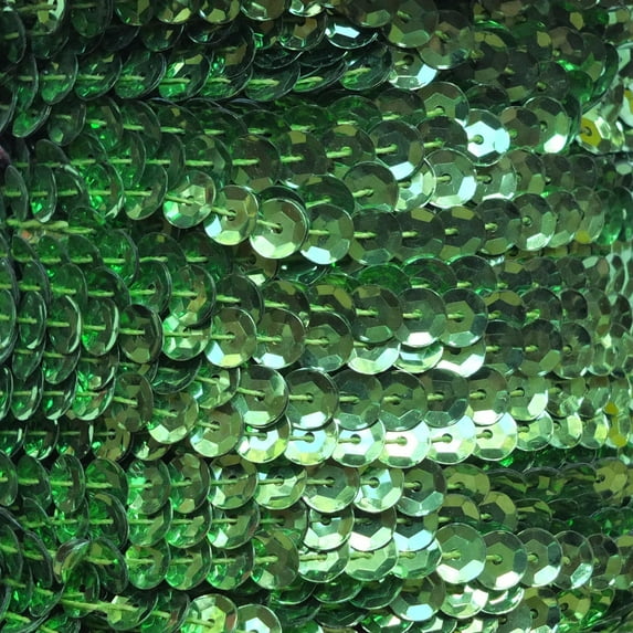 Lime Green Single Row Trim Cup Sequins 5mm Center Stitched Shiny Metallic Made in USA