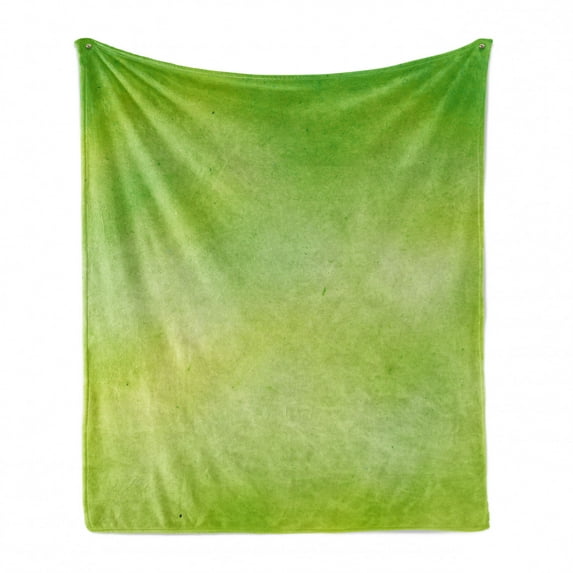 Lime Green Soft Flannel Fleece Blanket, Blurry Faded Tones with Pastel Effects Watercolor Style Abstract Modern Image, Cozy Plush for Indoor and Outdoor Use, 50" x 70", Apple Green, by Ambesonne