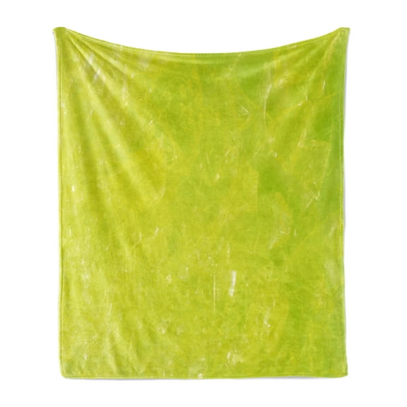Lime Green Soft Flannel Fleece Blanket, Grunge Hazy Color Background with Scattered Blurry Shade Effects Mystic Print, Cozy Plush for Indoor and Outdoor Use, 50" x 70", Apple Green, by Ambesonne