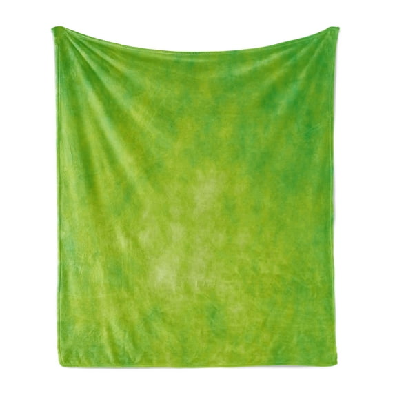 Lime Green Soft Flannel Fleece Throw Blanket, Cloudy Shade of Color Pastel Toned Hazy Backdrop Irish Tones, Cozy Plush for Indoor and Outdoor Use, 50" x 70", Lime Green Avocado Green, by Ambesonne