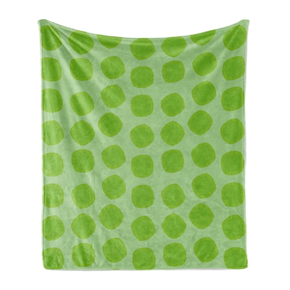 Lime Green Soft Flannel Fleece Throw Blanket, Simplistic Formless Geometric Shapes in Different Shades Kids Nursery Theme, Cozy Plush for Indoor and Outdoor Use, 60" x 80", Almond Green, by Ambesonne