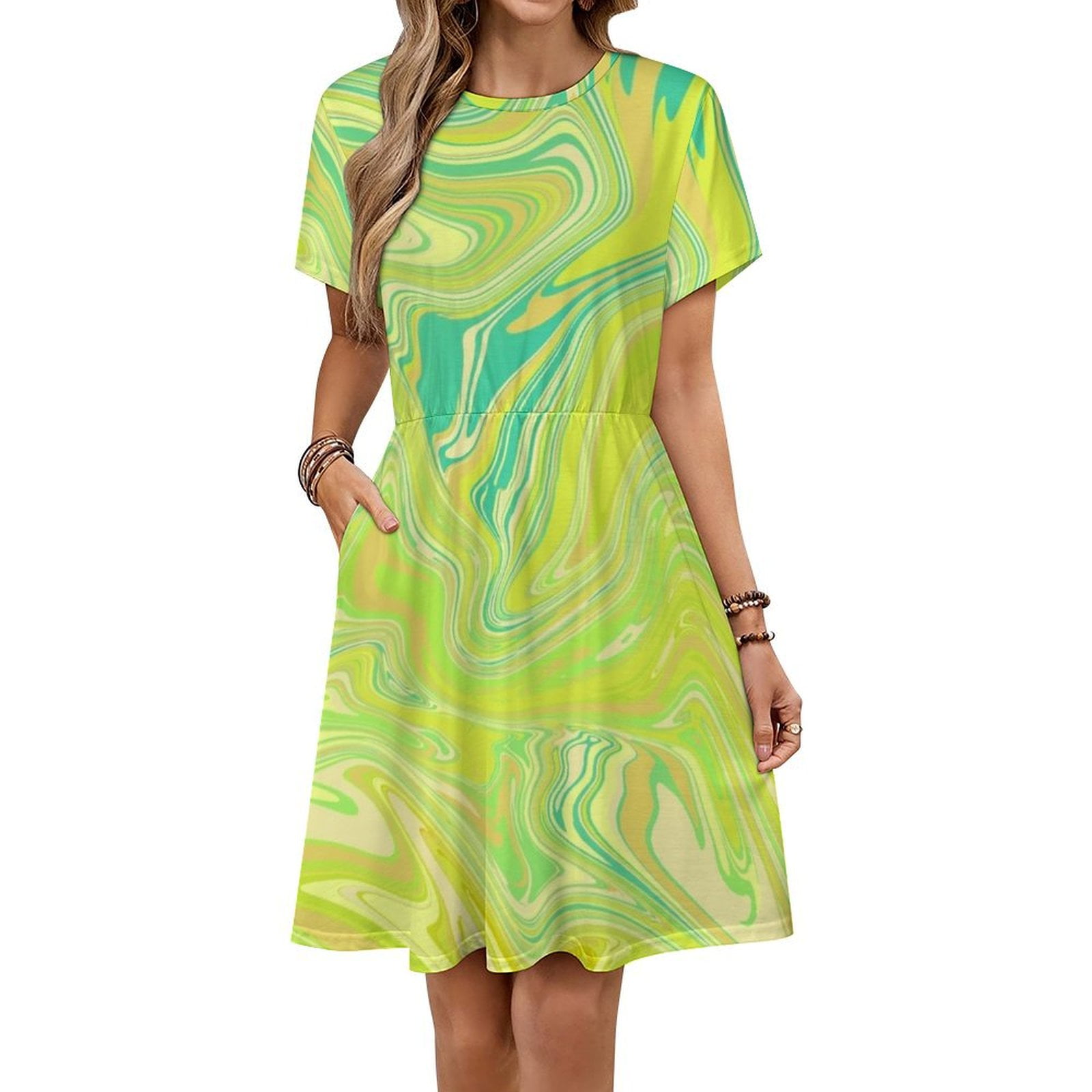 lime green dress walmart Bright green lime neon color Sleeveless Dress loose summer dress dresses for special events evening dresses women Womens dresses