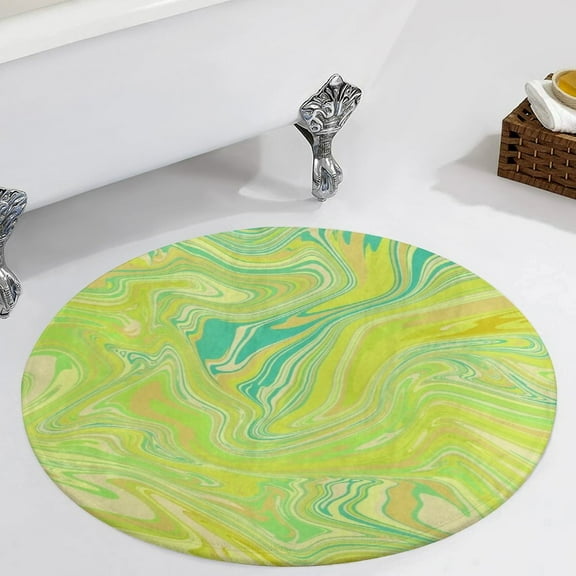 Lime Green Swirls Round Carpet Circle Rug Outdoor Patio Area Rug Washable Large Area Rugs Hallway Room Decor Fitness Mats