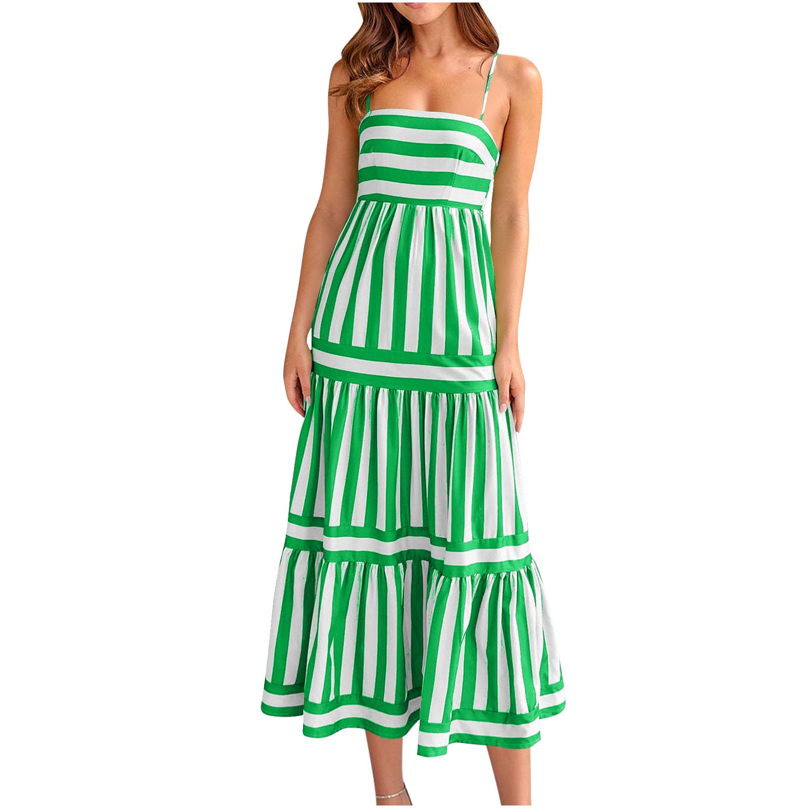 Lime Green Teen Girls Loose Fit Square Neck Dresses for Women