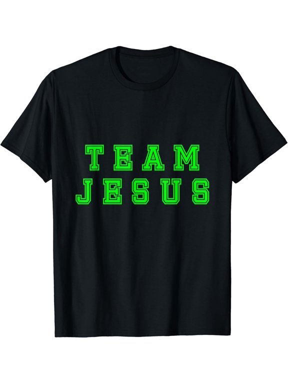 Lime Green Text Team Jesus Christian Athletic Sports Faith T-Shirt