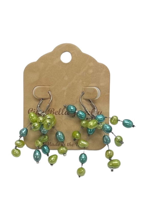 Lime Green Turquoise Bead Firework Earrings