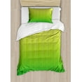 thumbnail image 1 of Lime Green Twin Size Duvet Cover Set, Pin Striped Digital Background Highlight Lines Abstract Style Futuristic Print, Decorative 2 Piece Bedding Set with 1 Pillow Sham, Pale Green, by Ambesonne, 1 of 3