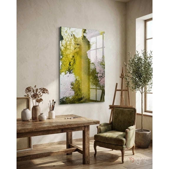 Lime Green Waterfall Abstract Glass Wall Art - Walmart.com