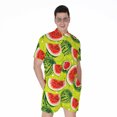 thumbnail image 1 of Lime Green Watermelon Pattern Short Sleeve Men'S Rompers Casual Summer Jumpsuits Outfit, 1 of 4