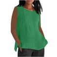 thumbnail image 1 of Lime Green Women Boat Neck Faux Linen Vests Casual Vest Tops for Women Sleeveless Loose Fit Pleated Camisole Tank Basic Fall Summer Vest 2025 Clothing Country Concert 4XL, 1 of 5